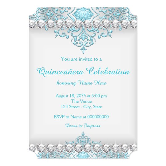 Turquoise And Silver Invitations 4