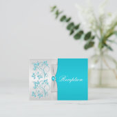 Turquoise and Silver Floral Enclosure Card (Standing Front)