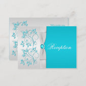 Turquoise and Silver Floral Enclosure Card (Front/Back)