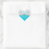 Turquoise and Silver Floral Heart Shaped Sticker (Bag)