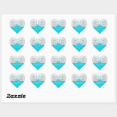 Turquoise and Silver Floral Heart Shaped Sticker (Sheet)