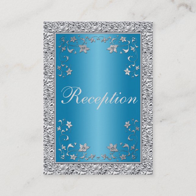 Turquoise and Silver Foil Floral Enclosure Card (Front)