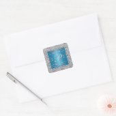 Turquoise and Silver Foil Floral  Monogram Sticker (Envelope)