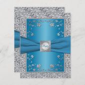 Turquoise and Silver Foil RSVP Card (Front/Back)