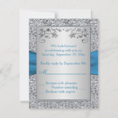 Turquoise and Silver Foil RSVP Card (Back)