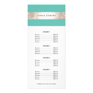 Turquoise and Silver Sequin Price List Menu
