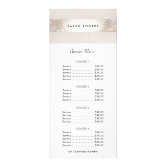 Turquoise and Silver Sequin Price List Menu