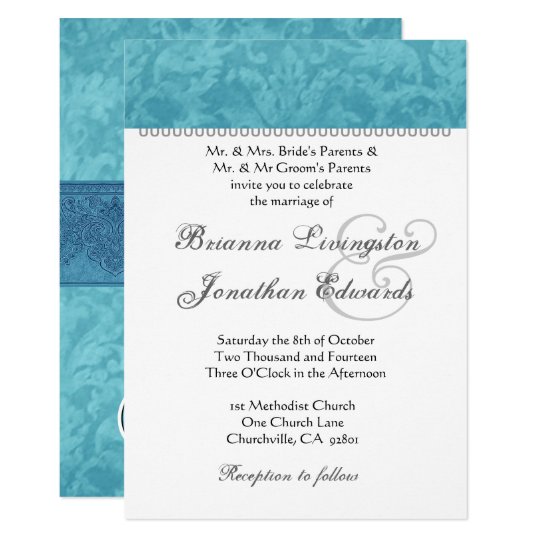 Turquoise and Silver Wedding Damask Template