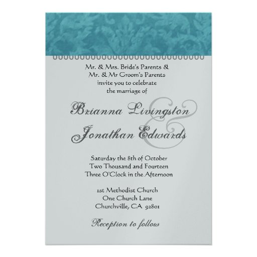 Turquoise And Silver Wedding Invitations 10