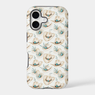 Turquoise and Silver White Cowboy Hat iPhone 17 Case