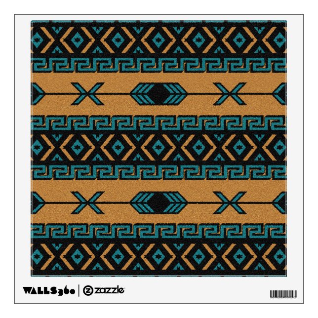 Turquoise  And Tan Aztec Pattern Southwest Wall Decal (Front)