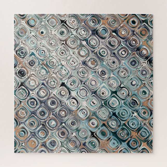 Turquoise And Tan Circles Pattern Jigsaw Puzzle (Vertical)