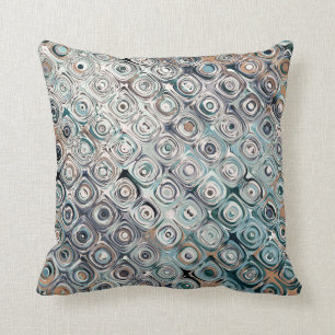 Turquoise And Tan Circles Pattern Throw Pillow