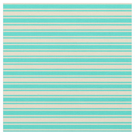 Turquoise and Tan Lined Pattern Fabric