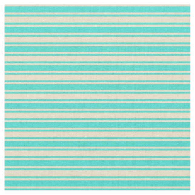 Turquoise and Tan Lined Pattern Fabric (Close Up)