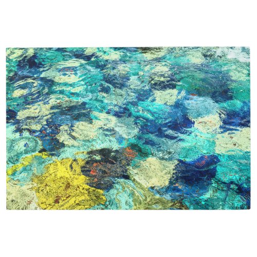 Turquoise and Teal Abstract Watery Paint 36 x 24 Metal Print