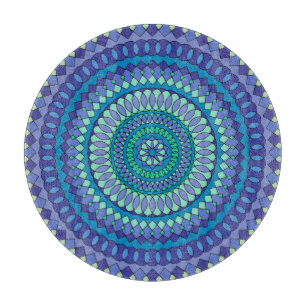 Turquoise and teal blue mandala  cutting board