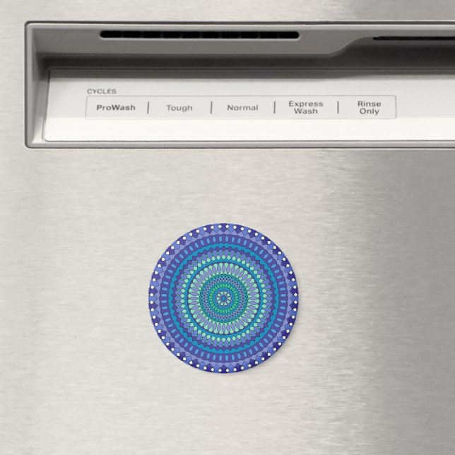 Turquoise and teal blue mandala  magnet (In Situ (Dishwasher))