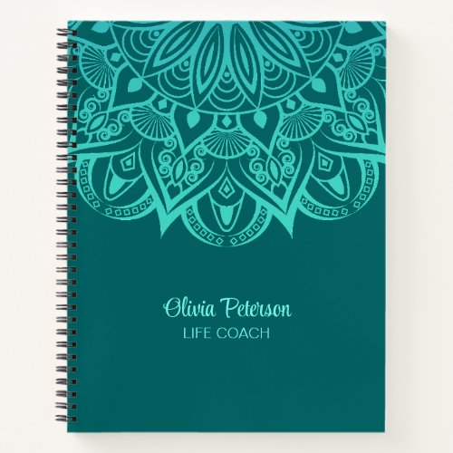 Turquoise and Teal Mandala Life Coach  Notebook