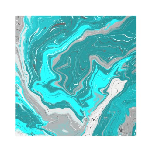 Turquoise and Teal Marble Fluid Art  