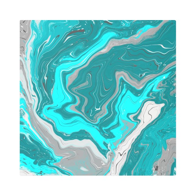 Turquoise and Teal Marble Fluid Art   (Front)