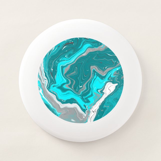  Turquoise and Teal Marble Fluid Art  Wham-O Frisbee (Front)