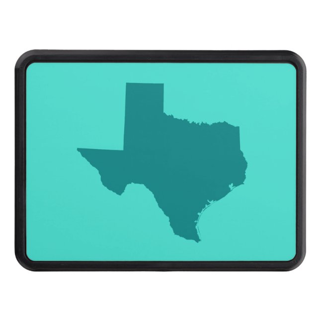 Turquoise and Teal Texas Shape Trailer Hitch Cover (Front)