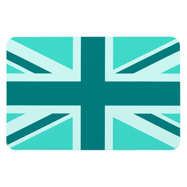 Turquoise and Teal Union Jack 2 Magnet (Horizontal)
