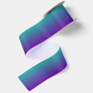 Turquoise and Violet Purple Ombre Satin Ribbon