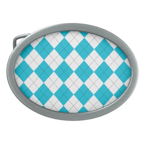 Turquoise and White Argyle Belt Buckle