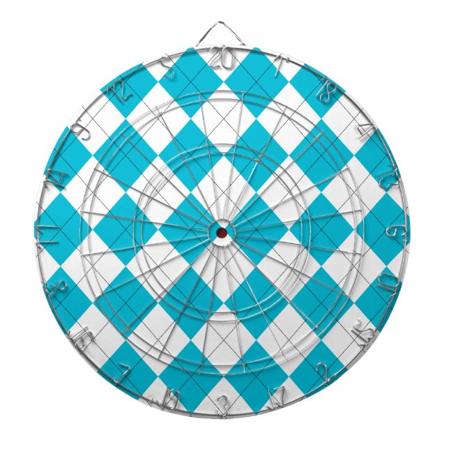 Turquoise and White Argyle Dart Board (Front)