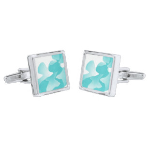 Turquoise and White Artsy Silver Cufflinks