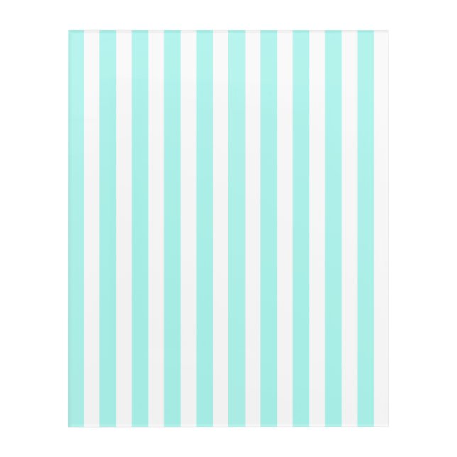 Turquoise and white candy stripes acrylic print (Front)