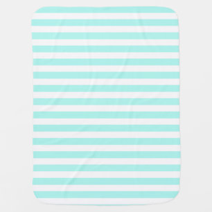 Turquoise and white candy stripes baby blanket