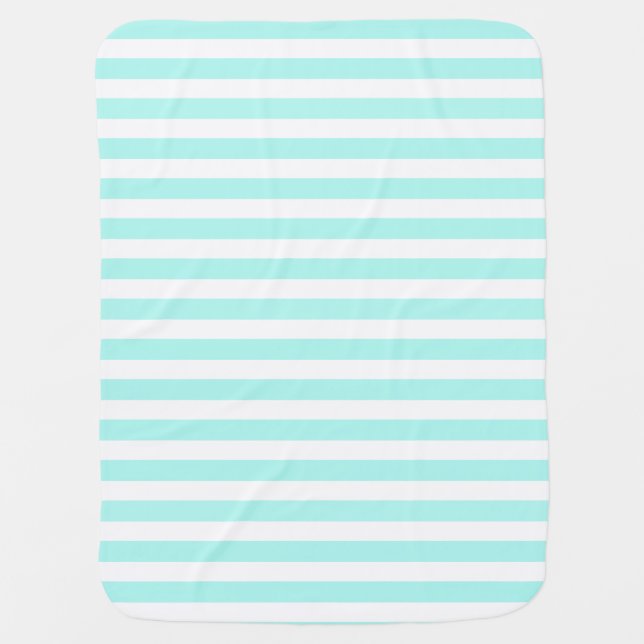 Turquoise and white candy stripes baby blanket (Front)