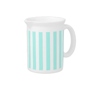 Turquoise and white candy stripes beverage pitcher