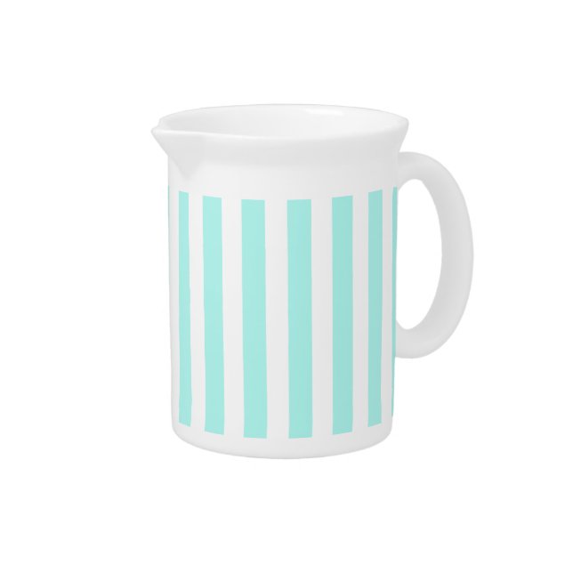 Turquoise and white candy stripes beverage pitcher (Right)