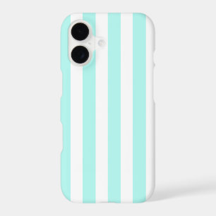 Turquoise and white candy stripes iPhone 17 case