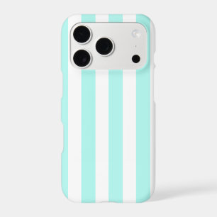 Turquoise and white candy stripes iPhone 17 pro case