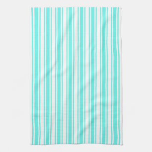 Turquoise and white candy stripes kitchen towel