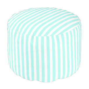 Turquoise and white candy stripes pouf