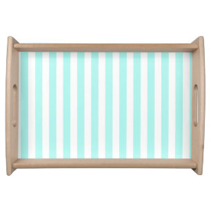 Turquoise and white candy stripes serving tray