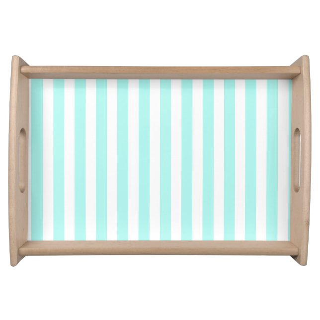 Turquoise and white candy stripes serving tray (Front)
