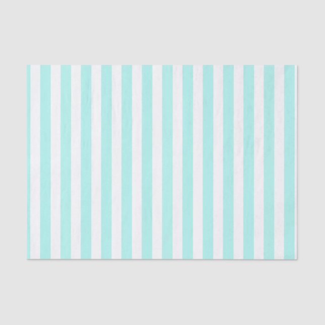 Turquoise and white candy stripes tissue paper (Front)