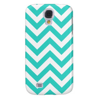 Turquoise And White Chevron Galaxy S4 Cover