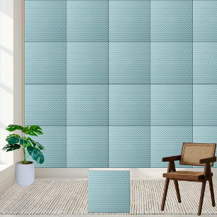 Turquoise and White Chevron - Modern Zigzag Ceramic Tile