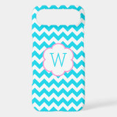 Turquoise and white chevron monogram iPod touch 5G cover (Back)