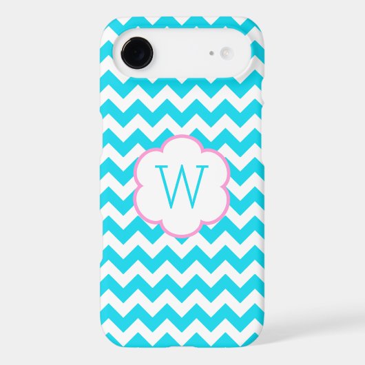 Turquoise and white chevron monogram iPod touch 5G cover (Back)