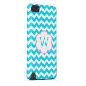 Turquoise and white chevron monogram iPod touch 5G cover (Back/Right)