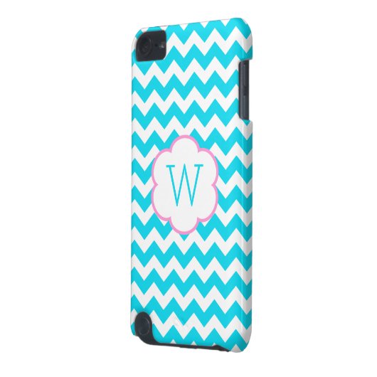 Turquoise and white chevron monogram iPod touch 5G cover (Back Left)